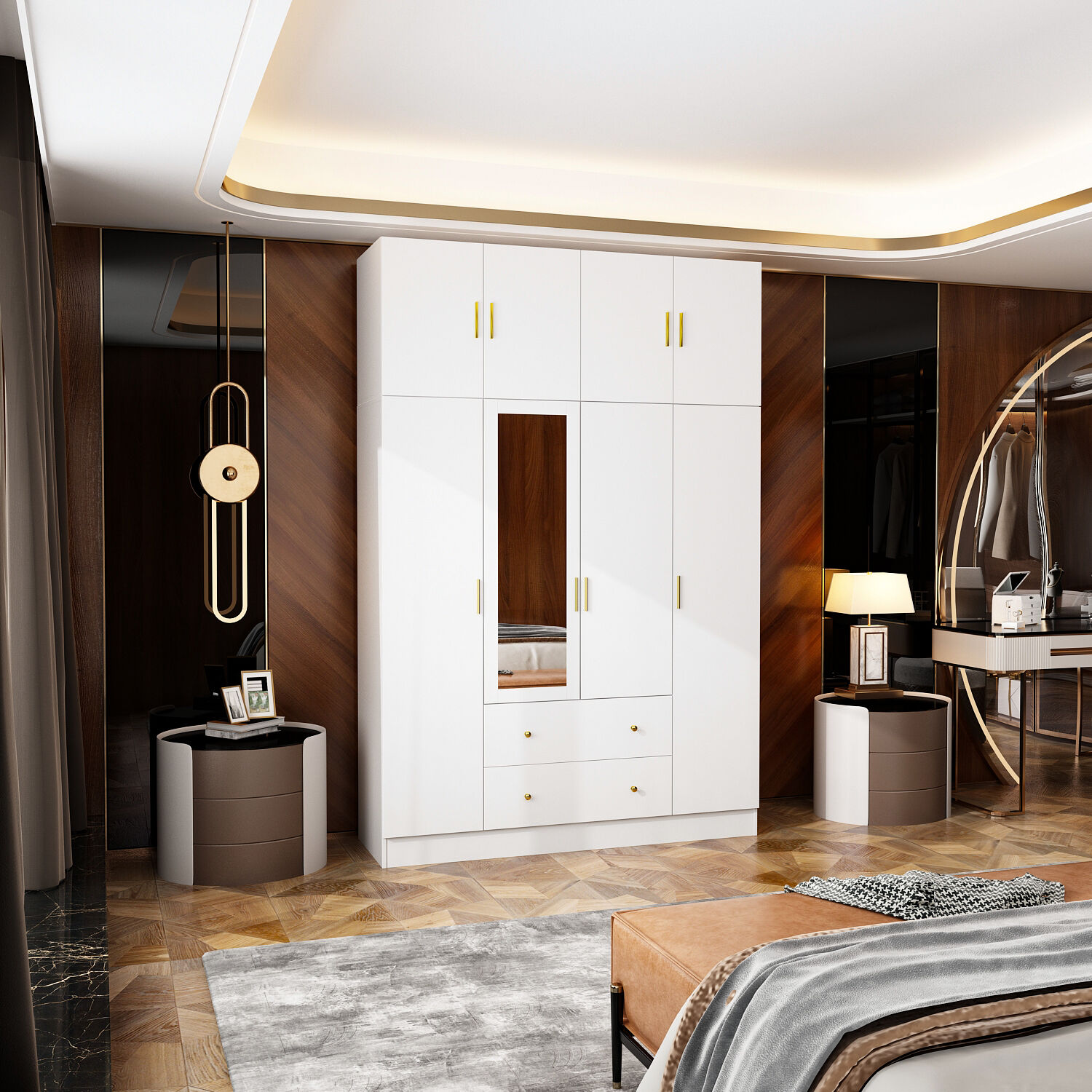 Fufu&gaga Elegant Wardrobe with Mirror
