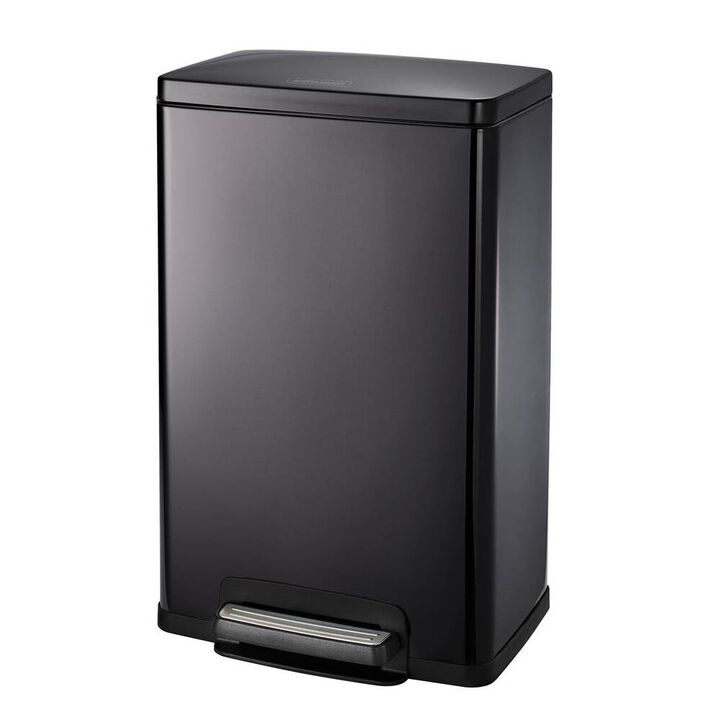 Hivvago Stainless Steel 13 Gallon Kitchen Trash Can with Step Lid Charcoal Black Grey