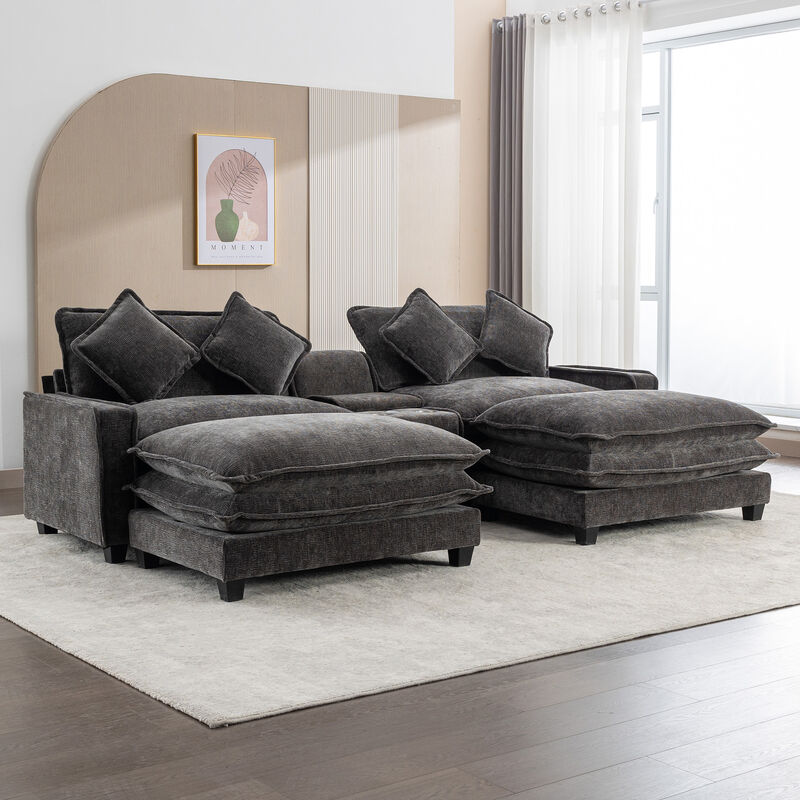 111" Sectional Sofa, Chenille Modular Couch image number 8