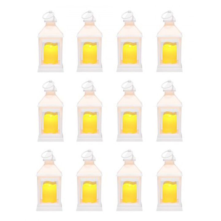 12 Pack LED Candle Lanterns Flameless Hanging Decor with Glass Holder