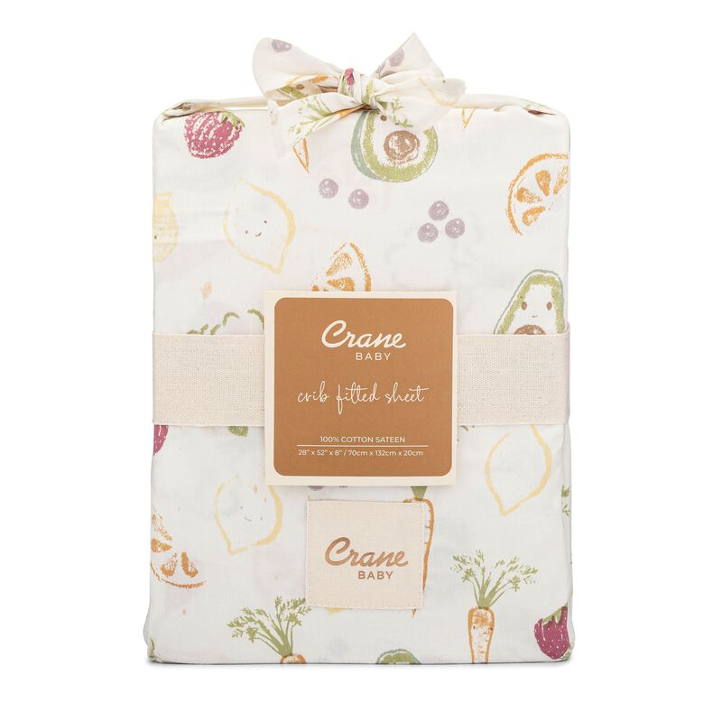 Clementine Fruits & Veggies Cotton Fitted Crib Sheet image number 6