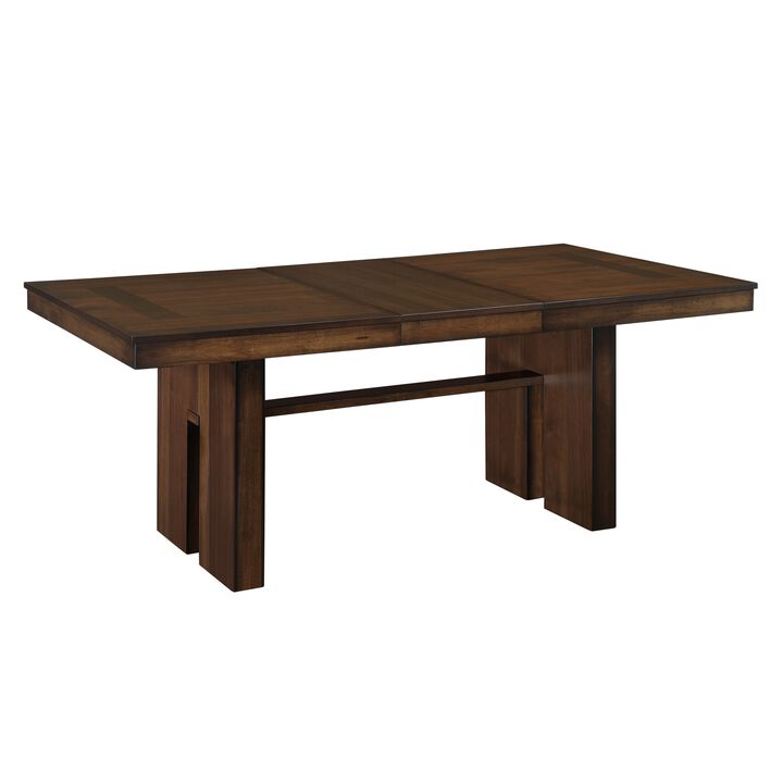 Voz 59-77 Inch Dining Table, Extendable, Trestle Base, Walnut Brown Veneer