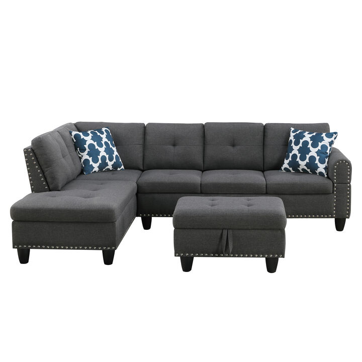 Jaxju Linen L-Shaped Sectional Sofa