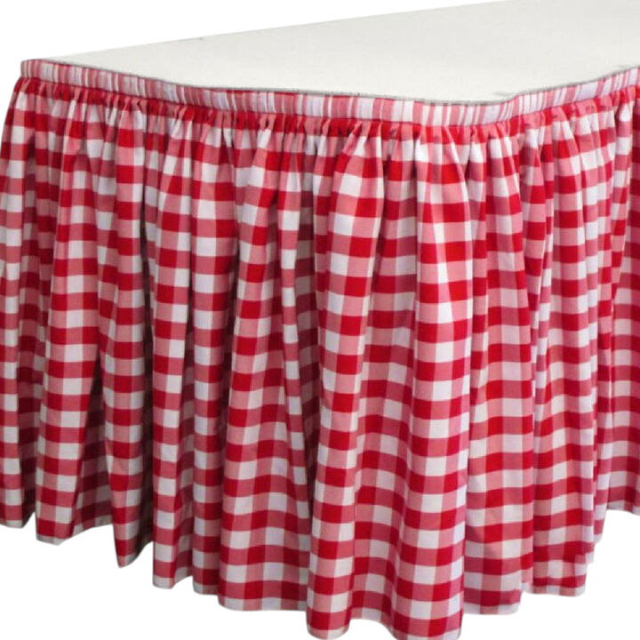 Checkered Table Skirting with 15 L Clips for Event Decoration and Display Tables