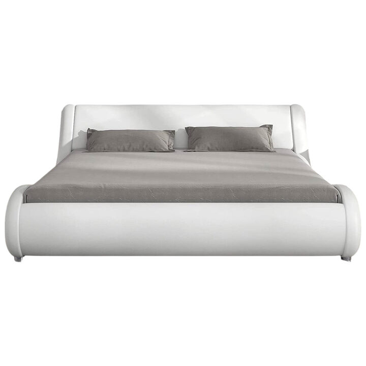 Faux Leather Platform Bed Frame with Headboard for Modern Bedroom Style