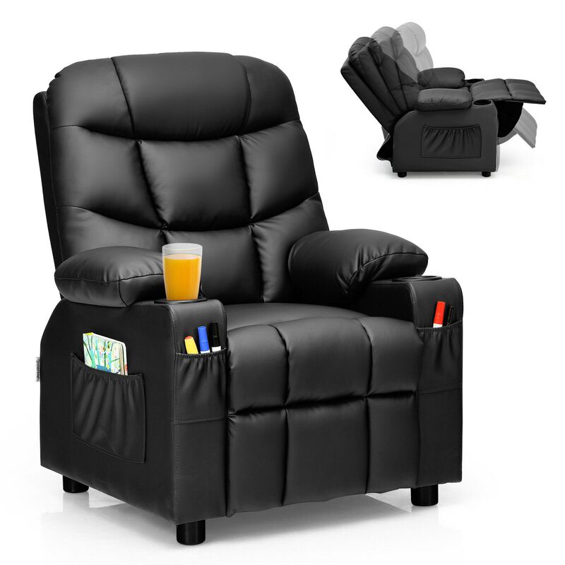 Kids Recliner Chair with Cup Holder and Footrest for Children
