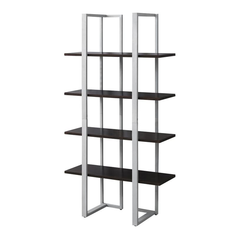 Modern Metal Bookcase with Four Open Shelves for Home or Office Use image number 2
