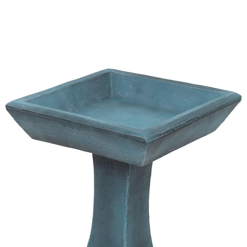 Sunnydaze Simply Square Modern Reinforced Concrete Bird Bath - 23-Inch