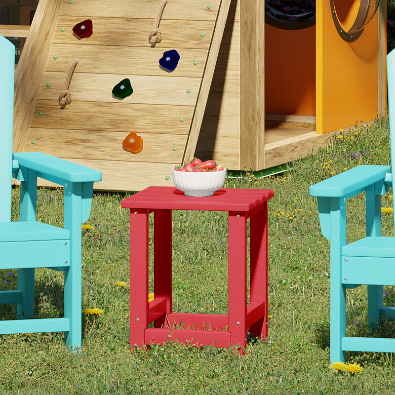 WestinTrends Kids Outdoor Patio Furniture HDPE Adirondack Square Side Table