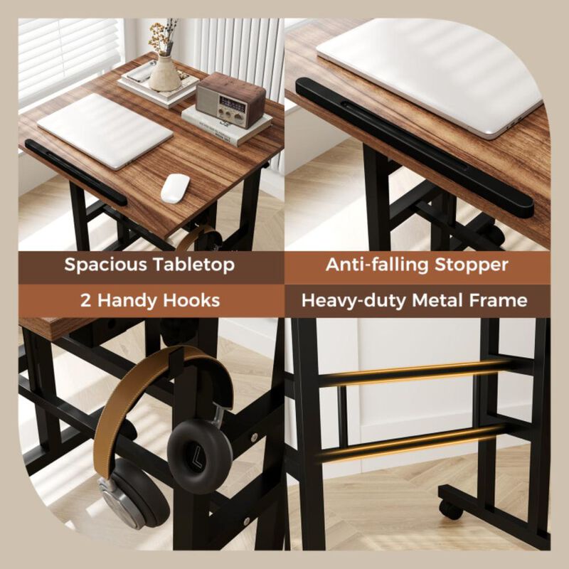 Hivvago Height Adjustable Mobile Standing Desk with Rolling Wheels for Office and Home