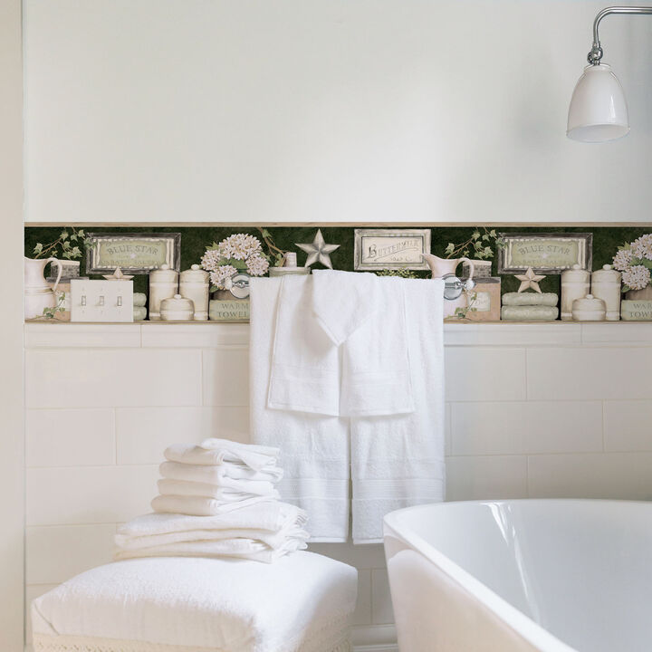 Country Bath Black Rustic Wallpaper (Set of 2)