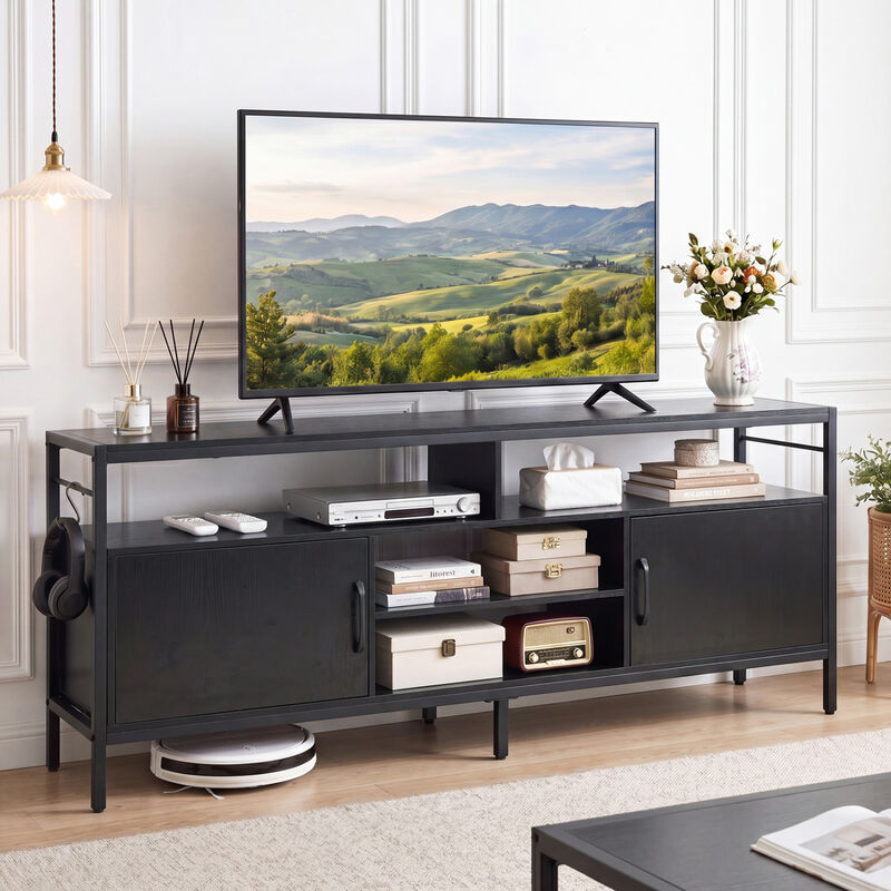 Modern TV Stand with Storage Cabinets and Adjustable Shelf image number 1