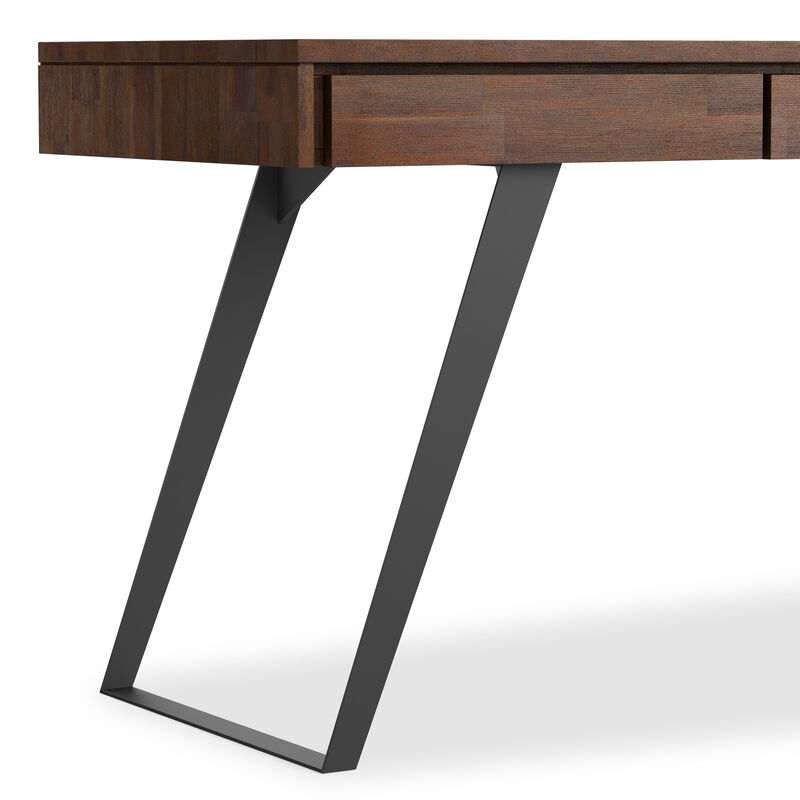 Lowry SOLID ACACIA WOOD Modern Industrial 72 inch Wide Large Desk in Distressed Charcoal Brown image number 8