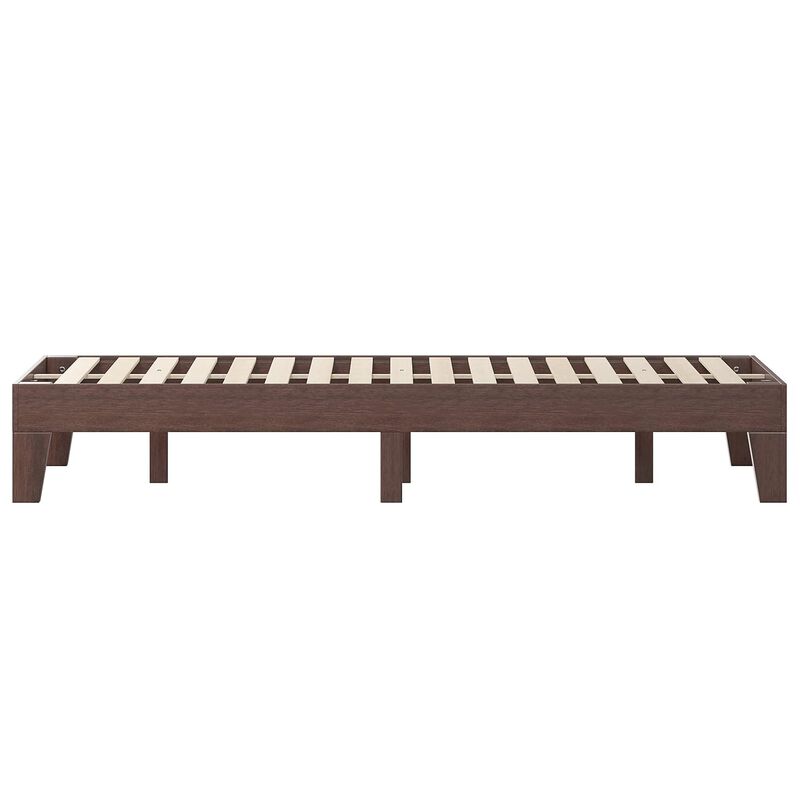Flash Furniture Evelyn Wooden Platform Bed - Walnut Finish - Queen - Wooden Slat Support - No Box Spring Required - Easy Assembly