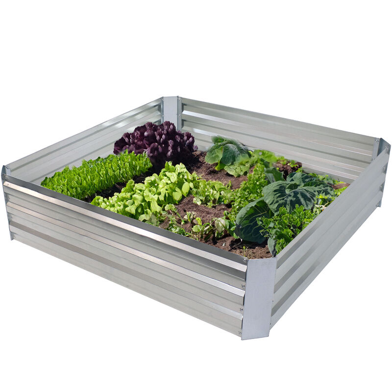 4x4 ft (1.2x1.2 m) Galvanized Steel Square-Shaped Raised Garden Bed