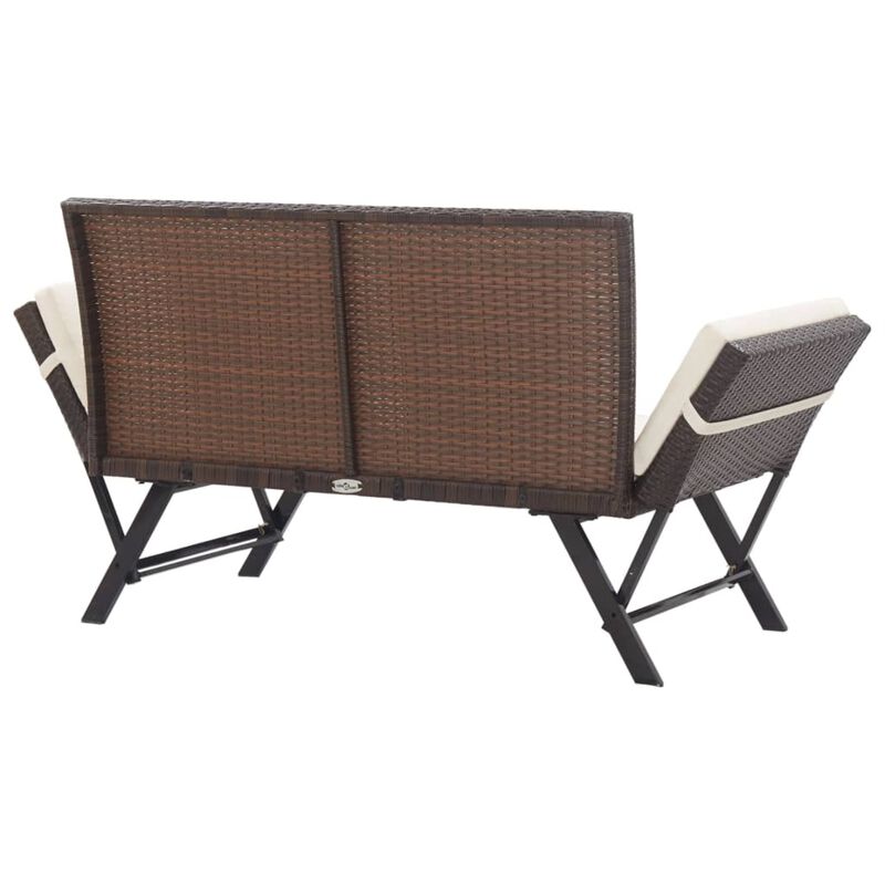 vidaXL Garden Bench with Cushions 69.3" Brown Poly Rattan