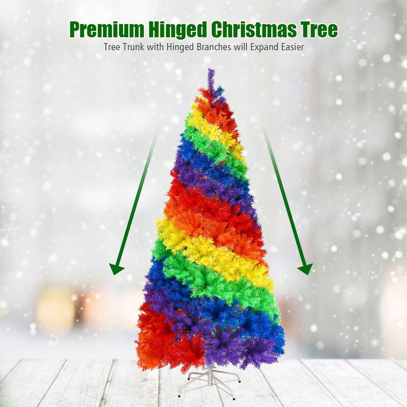 Artificial Hinged Traditional Christmas Tree with Metal Stand