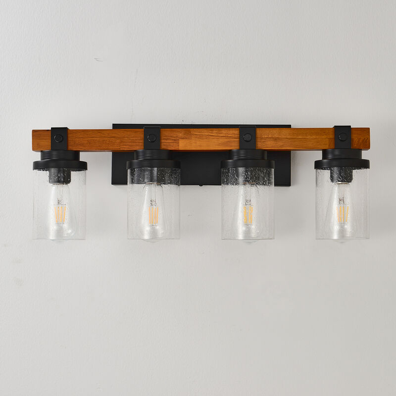 ELEMENT ACE 4-Light Wall Mount Lamp Fixture with Clear Glass Shade Decorative Indoor Lighting for Bathroom Vanity Dining Room Hallway Bedroom Entryway image number 6