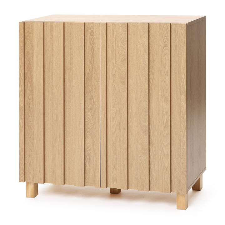 31" Fluted 2-Door Wood Storage Cabinet
