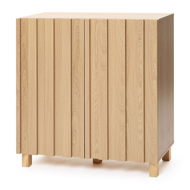 31" Fluted 2-Door Wood Storage Cabinet image number 0