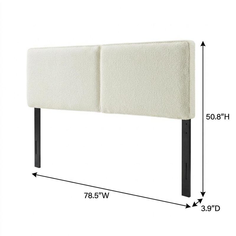Boucle Fabric King Headboard in Soft Neutral, Sturdy Frame, Elegant Design image number 1