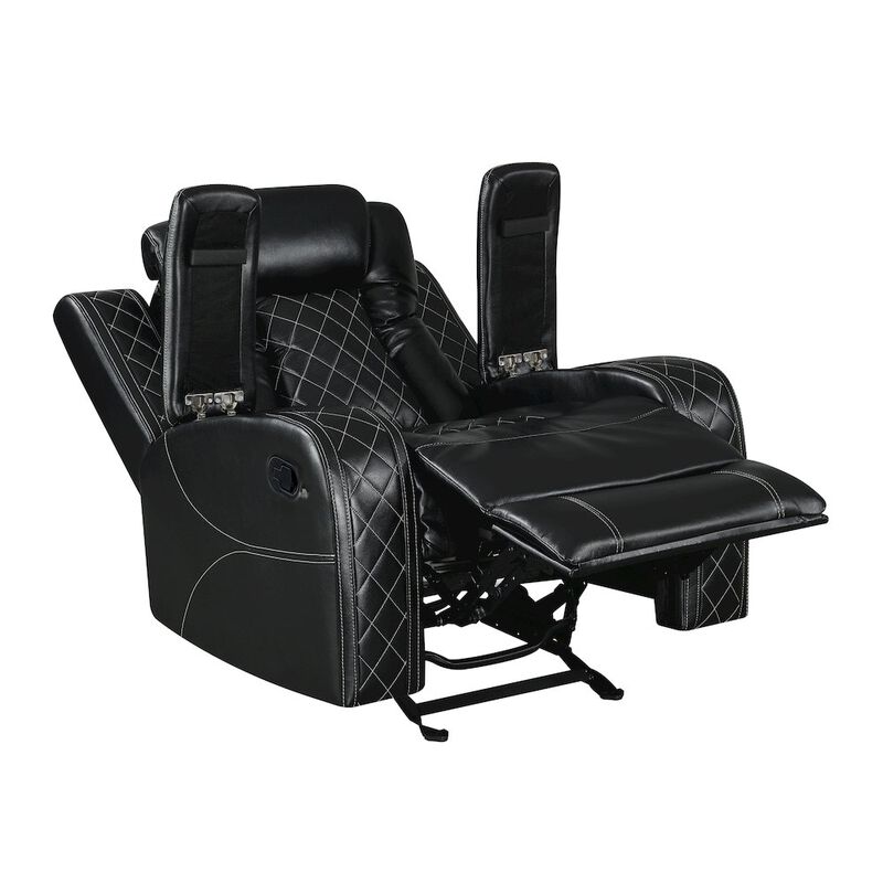 New Classic Furniture Orion II Faux Leather Glider Recliner, Black