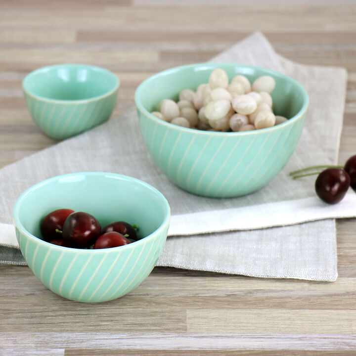 Martha Stewart 3 Piece Stoneware Mini Bowl Set in Mint