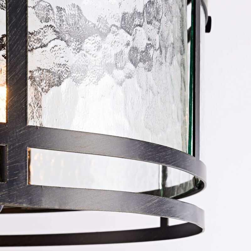 Bella 20" 4-light Water Textured Curved Glass Drum Round Chandelier - Black image number 6