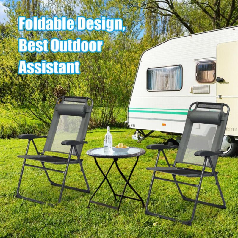 Hivvago 4 Pieces Patio Garden Adjustable Reclining Folding Chairs with Headrest