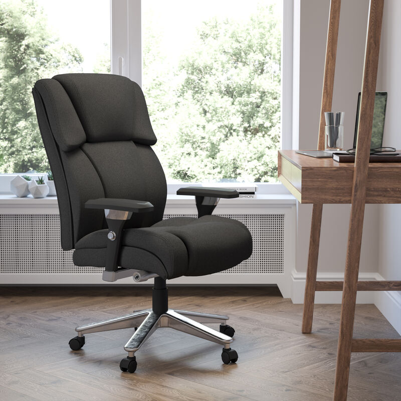 HERCULES Series 24/7 Intensive Use Big & Tall 400 lb. Rated Black Fabric Executive Ergonomic Office Chair with Lumbar Knob image number 1