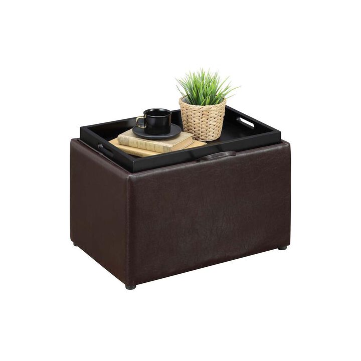 Convience Concept, Inc. Designs4Comfort Accent Storage Ottoman with Reversible Tray Espresso Faux Leather