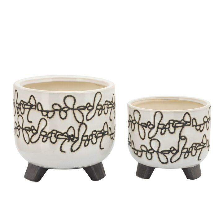 S/2 Scribble Footed Planter
