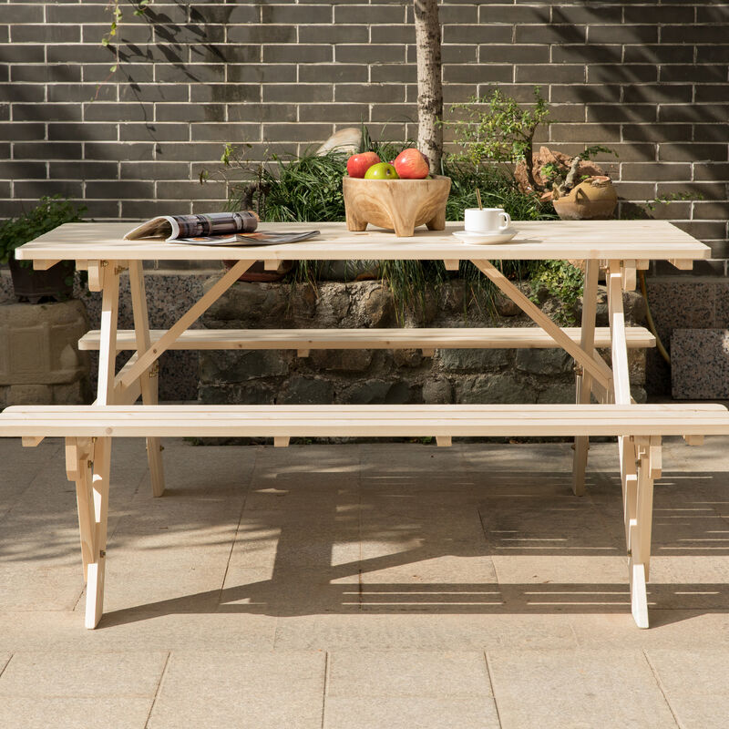 A-Frame Outdoor Patio Deck Garden Picnic Table, Natrual