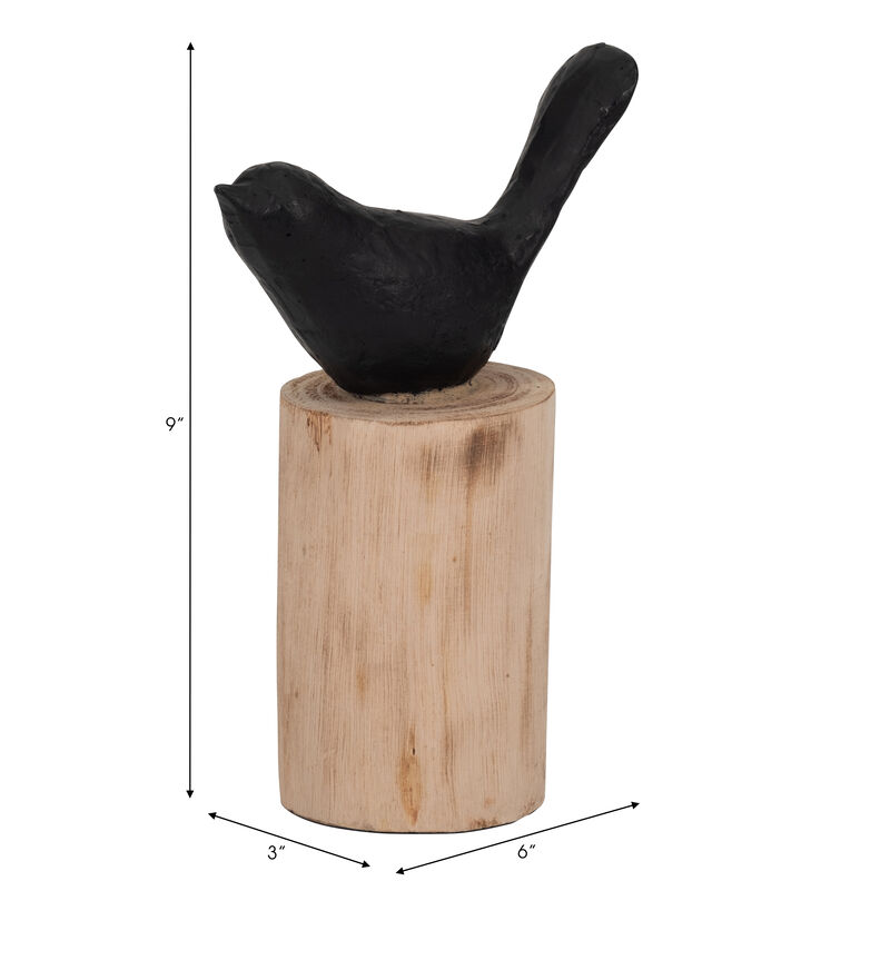 Bird Perched on Log Figurine