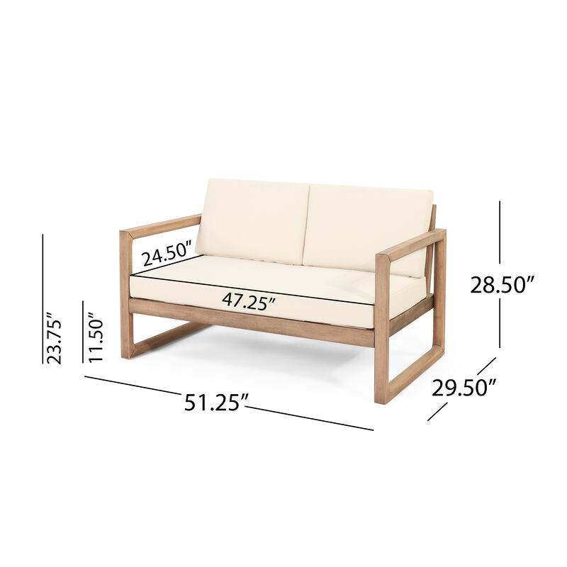 Merax Acacia Wood 4Piece Outdoor Chat Set - Slat Panel Design with Water-Resistant Cushions image number 5