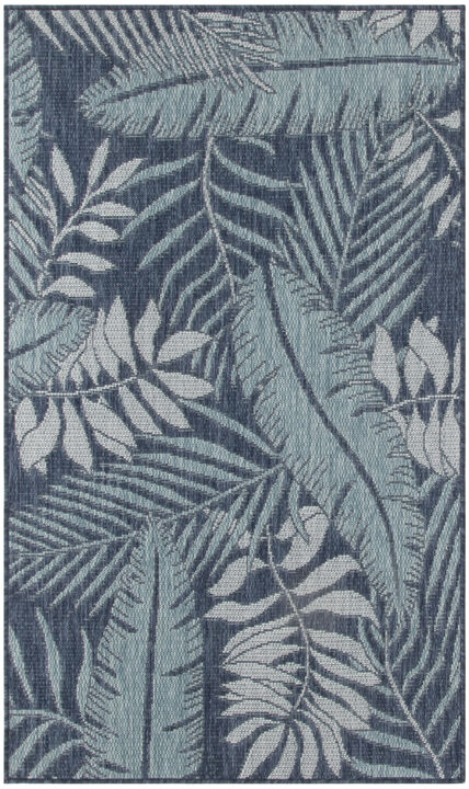 HomeRoots Palm Leaf Indoor Outdoor Area Rug