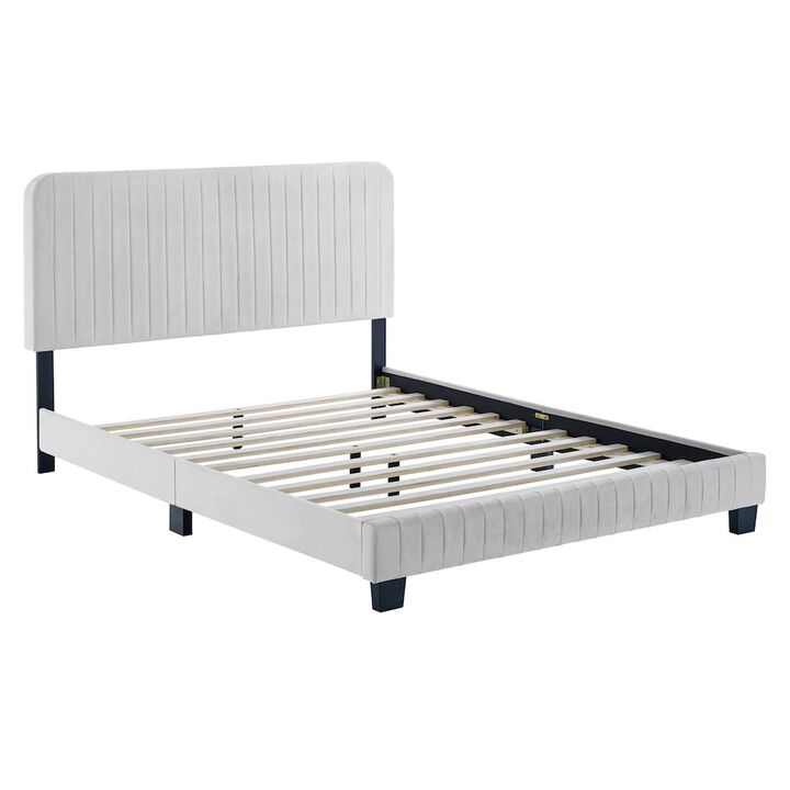 Celine Channel Tufted Performance Velvet Twin Platform Bed