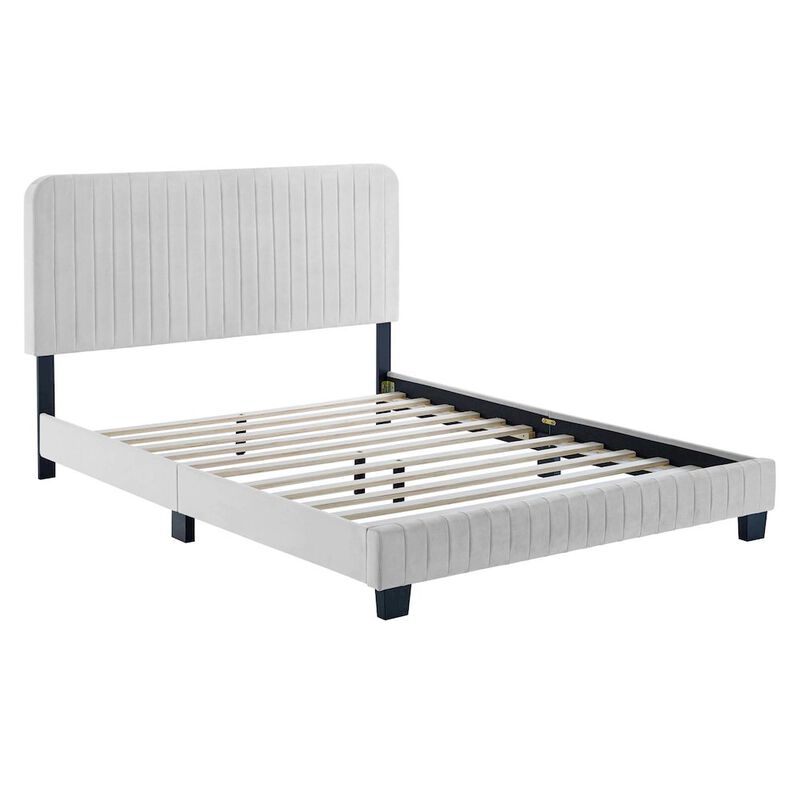 Celine Channel Tufted Performance Velvet Twin Platform Bed image number 1