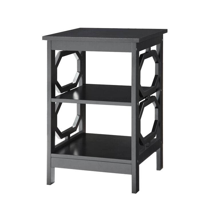 Convenience Concepts Omega End Table with Shelves, Black