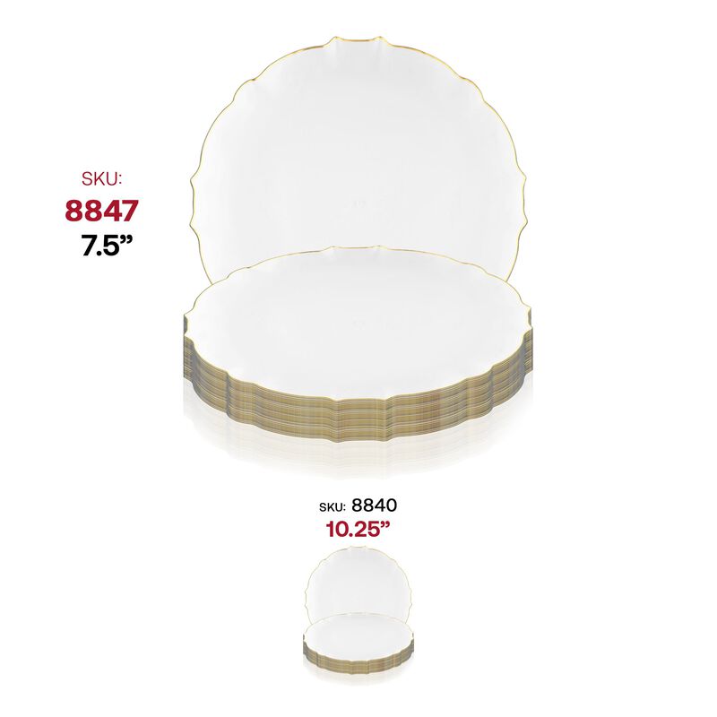 7.5" Clear with Gold Rim Round Lotus Plastic Salad Plates (120 Plates) image number 5