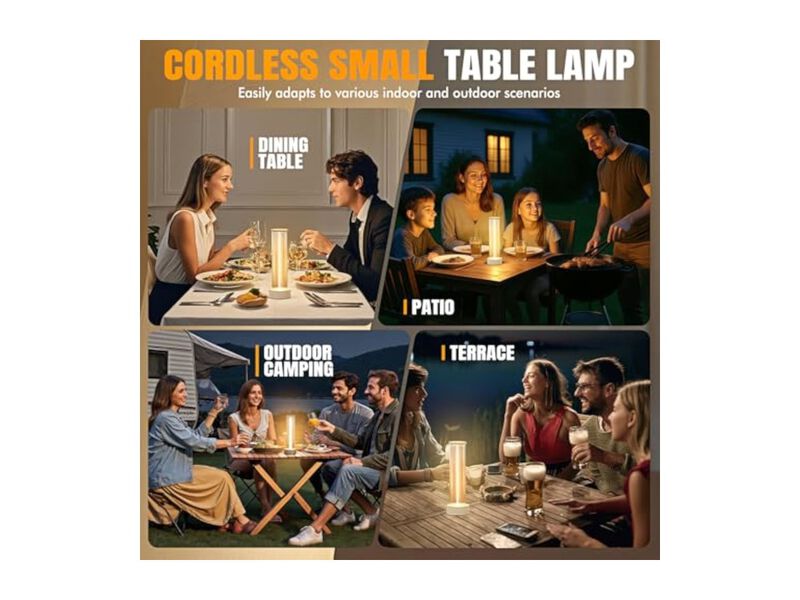 Rechargeable Cordless Waterproof Table Lamp For Bedside Patio Outdoor White image number 3
