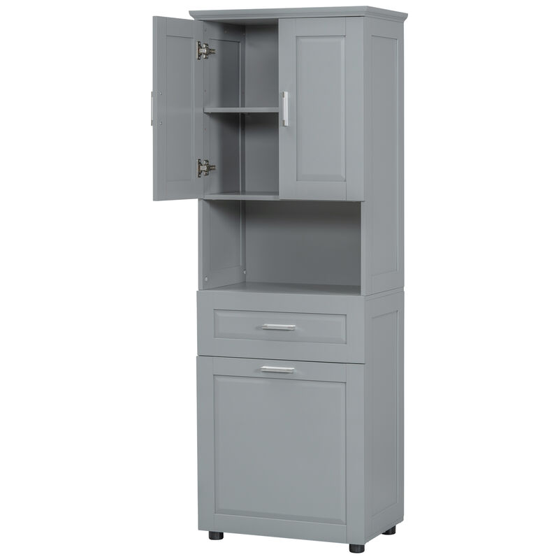 Whisen Tall Bathroom Cabinet with Large Storage Cabinet, Drawer and Tilt-Out Laundry Hamper