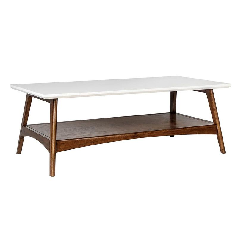 Starlight Canyon Home White Solid Wood Table with Storage &ndash; Contemporary Center Table for Living Room