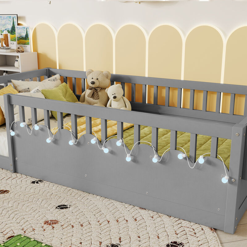 Vimnus Wooden Montessori Kids Toddler Floor Bed image number 5