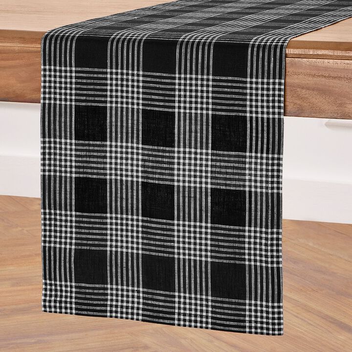 Solino Home 100% Pure Linen Table Runner - Glen Check