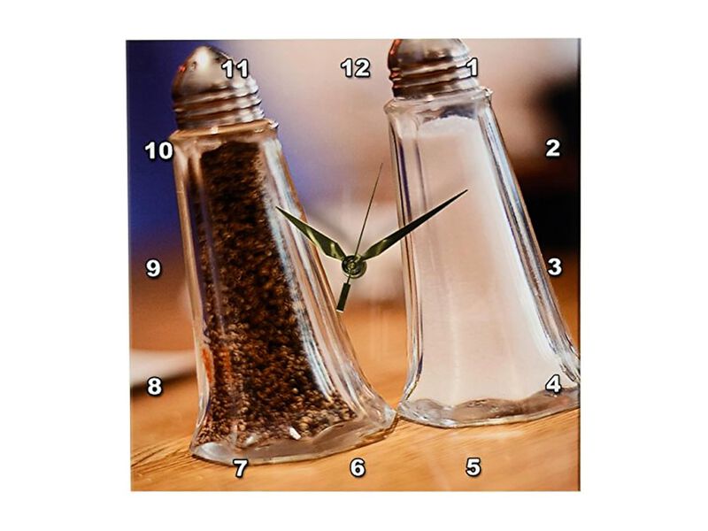 Salt Pepper Shaker Restaurant Shot Close Wall Clock 10 Inch Home Decor image number 0