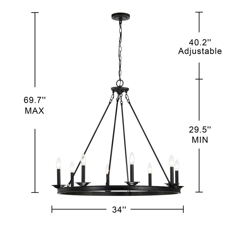 Ester Antique Black 8-Light Metal Round Chandelier image number 4