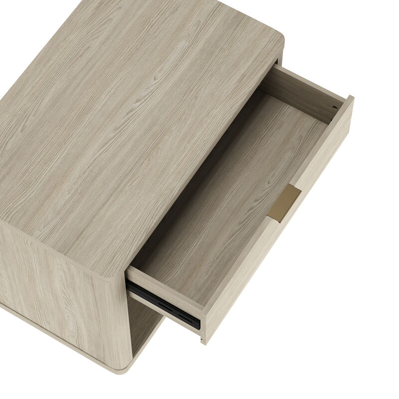 Evelyn Wide 1-Drawer Nightstands in Gray (Set of 2)