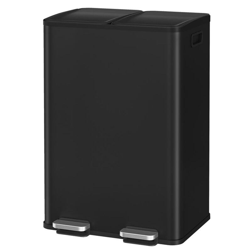 2 x 8 Gallon Dual Trash Can Soft Close Pedal Removable Buckets image number 0