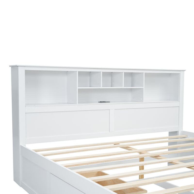 Merax Wood Platform Bed with Multi-storage Headboard